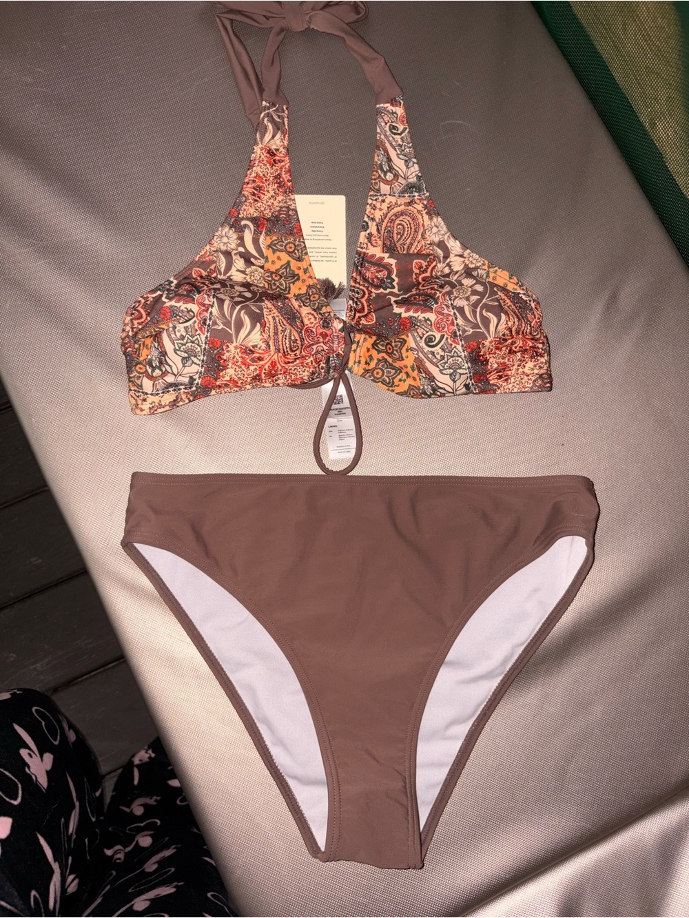 Cupshe Paisley Halter Bikini in Brown with Multicolor Print